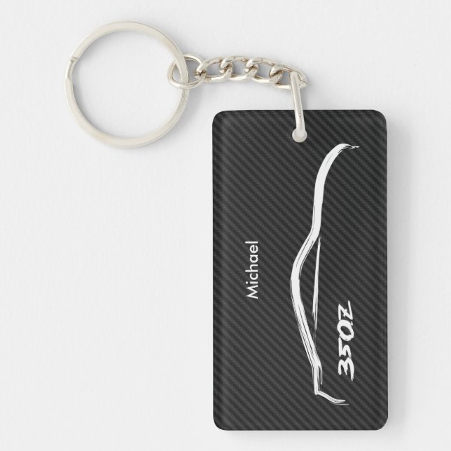 White 350Z Brushstroke Logo Key Ring (Front)