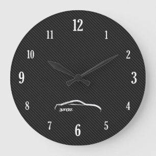 White 350Z Brushstroke Logo Large Clock