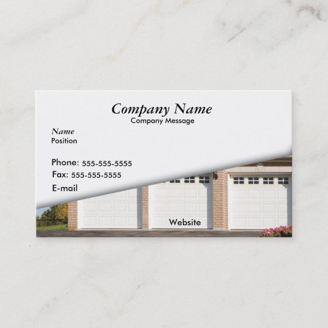White 3 Car Garage Business Card (Front)