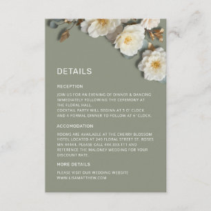 White 3 D Flowers Roses Enclosure Card