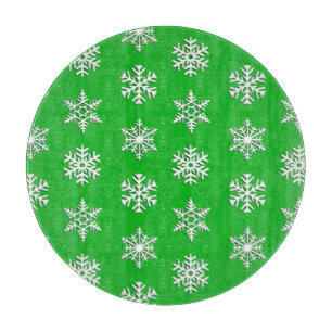 White 3-d snowflakes, Customisable Background Cutting Board