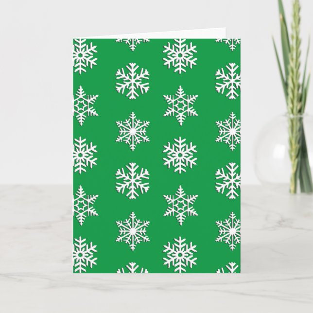 White 3-d snowflakes, Customisable Background Holiday Card (Front)