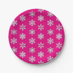 White 3-d snowflakes, Customisable Background Paper Plate