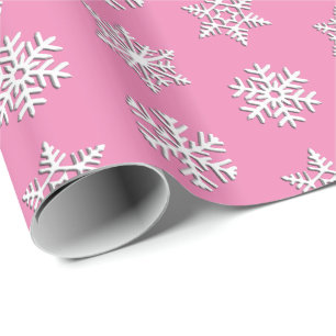 White 3-d snowflakes, Customisable Background Wrapping Paper