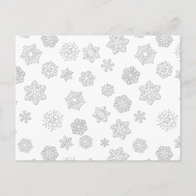White 3-d snowflakes on a white background postcard (Front)