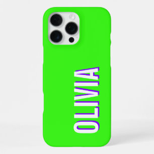 White 3D Indigo Modern Name Trendy Cool Green iPhone 16 Pro Max Case