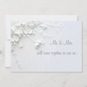 White 3D simple flower Invitation