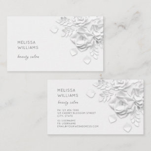 White 3D Simple Flowers Business Card