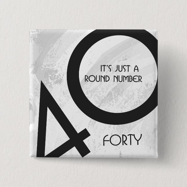 White 40 Decade Birthday 15 Cm Square Badge (Front)