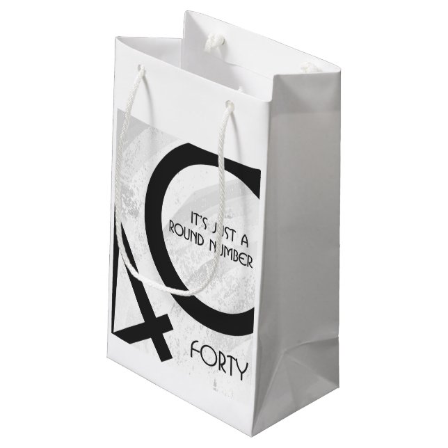 White 40 Decade Birthday Small Gift Bag (Back Angled)