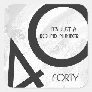 White 40 Decade Birthday Square Sticker