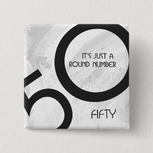 White 50 Decade Birthdday 15 Cm Square Badge