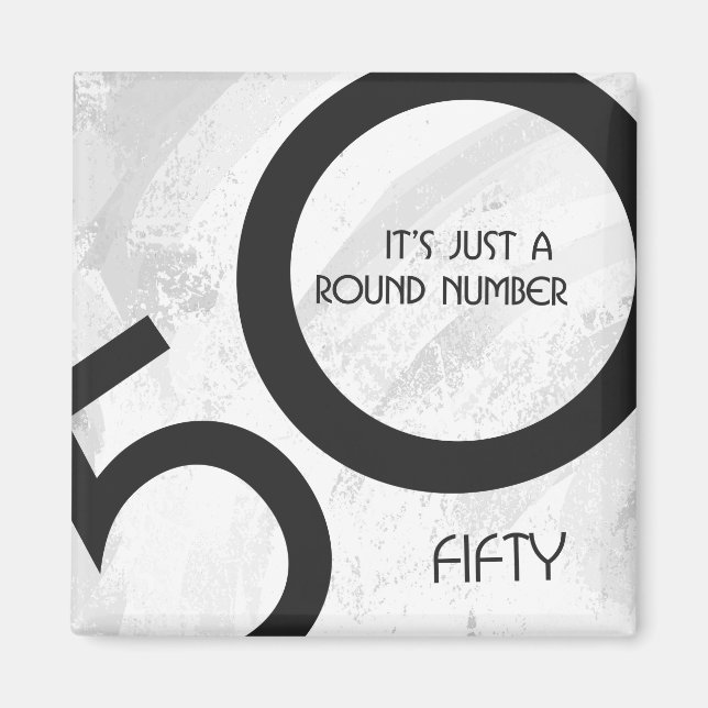 White 50 Decade Birthdday Magnet (Front)