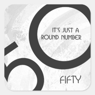 White 50 Decade Birthdday Square Sticker