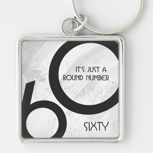 White 60 Decade Birthday Key Ring (Front)