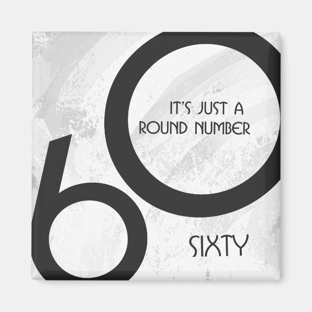 White 60 Decade Birthday Magnet (Front)