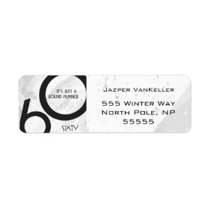 White 60 Decade Birthday Return Address Label