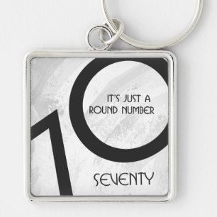 White 70 Decade Birthday Key Ring