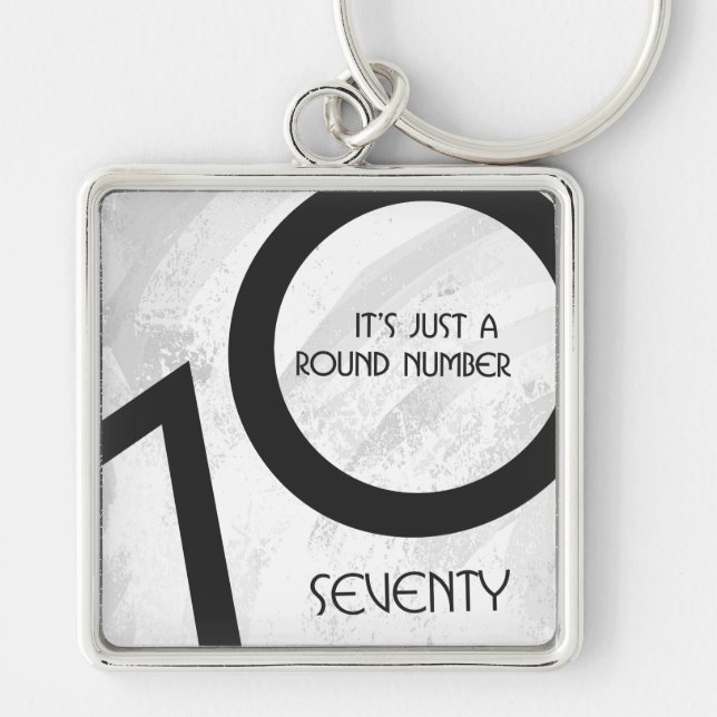 White 70 Decade Birthday Key Ring (Front)