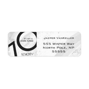 White 70 Decade Birthday Return Address Label