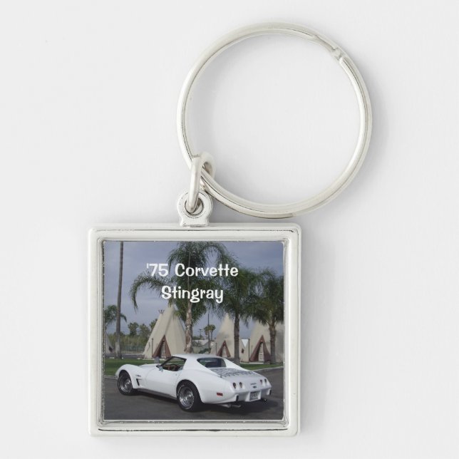 White '75 Corvette Stingray Keychain (Front)