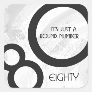 White 80 Decade Birthday Square Sticker