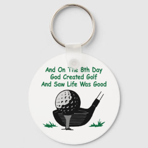 White 8Th Day Created Golf Key Ring