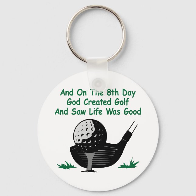 White 8Th Day Created Golf Key Ring (Front)