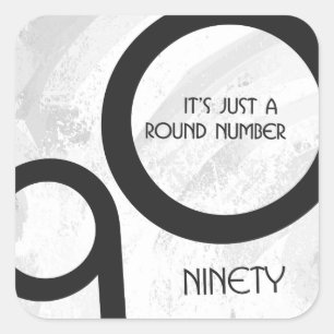 White 90 Decade Birthday Square Sticker