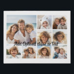 White 9 Photo Square Collage - with script black Faux Canvas Print<br><div class="desc">You can use square or selfie photos for this design. Use eight square photos to create a unique and personal gift. If you need to adjust the pictures,  click on the customise tool to make changes.</div>