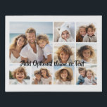 White 9 Photo Square Collage - with script black Faux Canvas Print<br><div class="desc">You can use square or selfie photos for this design. Use eight square photos to create a unique and personal gift. If you need to adjust the pictures,  click on the customise tool to make changes.</div>
