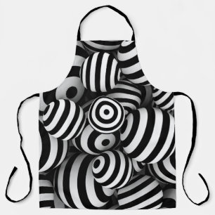 White abstract background with balls and black lin apron