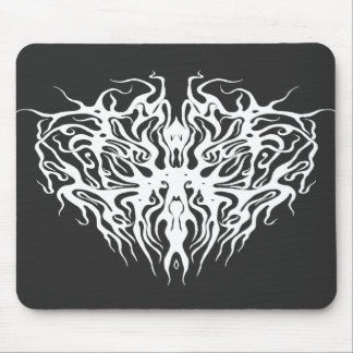 White Abstract Broken Heart Tribal Design Mouse Pad