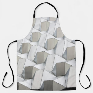 White abstract geometric artwork apron