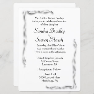 White Accent Wedding Invitation