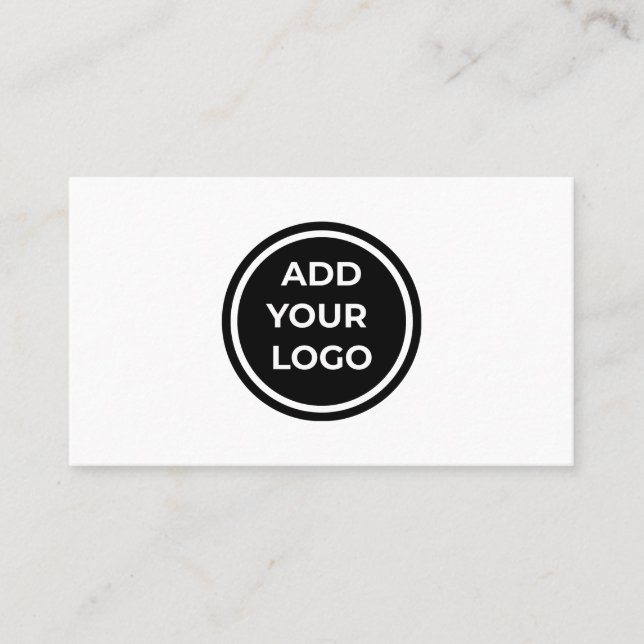White Add Your Logo Business Card with QR Code (Front)