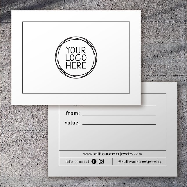 White Add Your Logo | Minimalist Gift Certificate Card (Creator Uploaded)