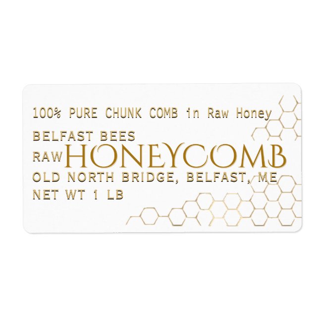 White Address Sized Honeycomb Label Gold (Front)
