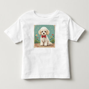 White adorable poodle with bow tie toddler T-Shirt