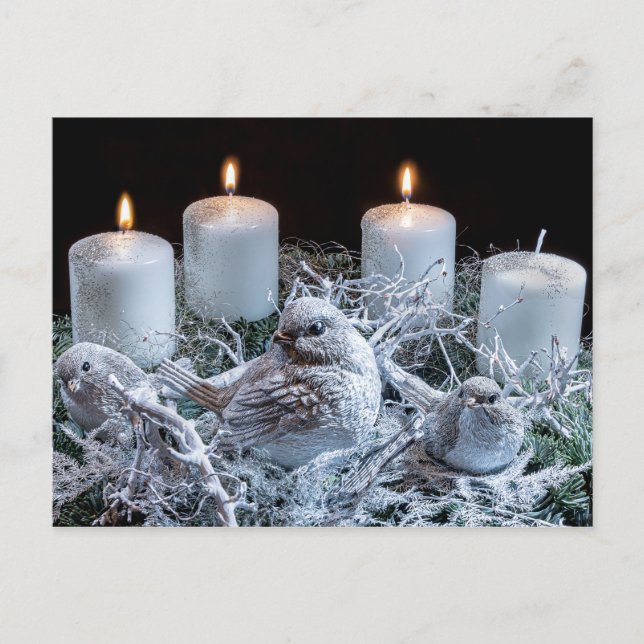 White Advent Wreath Postcard (Front)