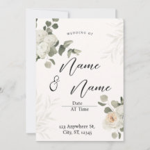 White Aesthetic Eucalyptus Wedding Invitation