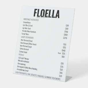 White Aesthetics Salon Services Price List Pedestal Sign