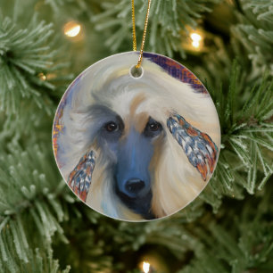 White Afghan Hound Ceramic Ornament