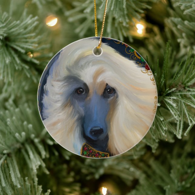 White Afghan Hound    Ceramic Ornament (Tree)