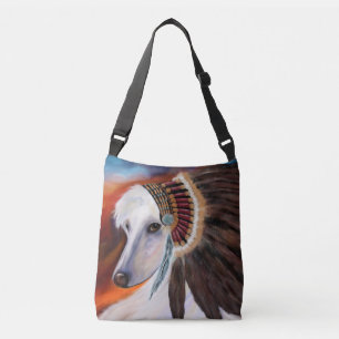White Afghan Hound Crossbody Bag