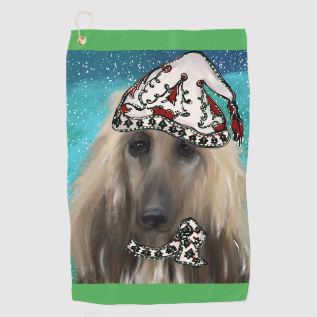 White Afghan Hound    Golf Towel (Front)