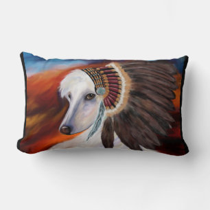 White Afghan Hound Lumbar Cushion