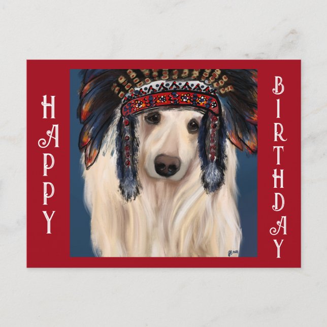 White Afghan Hound Postcard (Front)