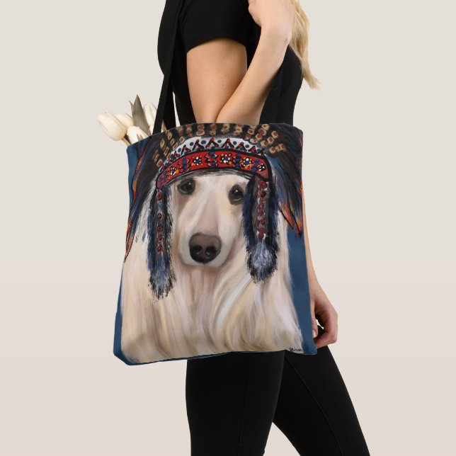 White Afghan Hound Tote Bag (Close Up)