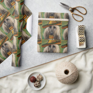 White Afghan Hound Wrapping Paper